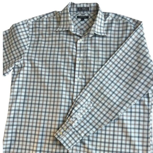 Nordstrom Cream Plaid Wrinkle Free Button Down 100%Cotton  Long Sleeve Shirt XXL - Picture 13 of 14